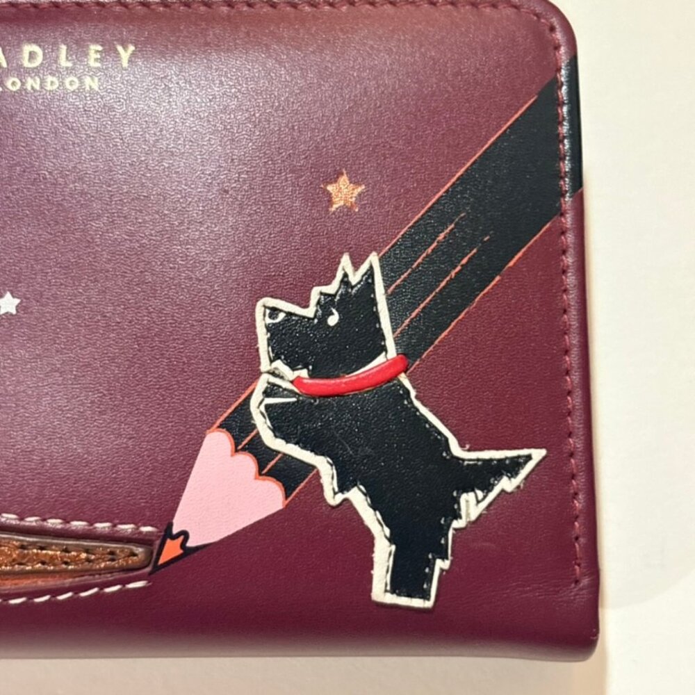 Radley London Scottie Dog Leather Wallet Zip Around Burgundy - Picture 5 of 12
